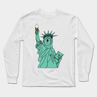 Statue Of Liberty Ice Cream Independence 4th July Long Sleeve T-Shirt